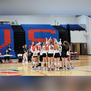 The Tri-County volleyball team gathers for a group cheer before a game in September. Many team members have complained about alleged verbal abuse by their coach in her first season with the high school. File Photo